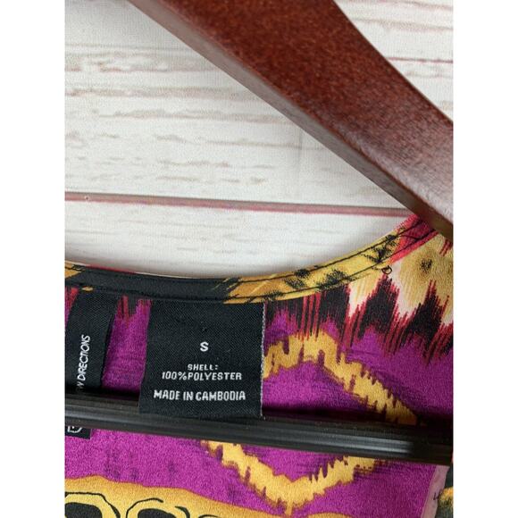 New Directions Kimono Womens Small Open Front Fringe‎ Pink/Black - Picture 4 of 6